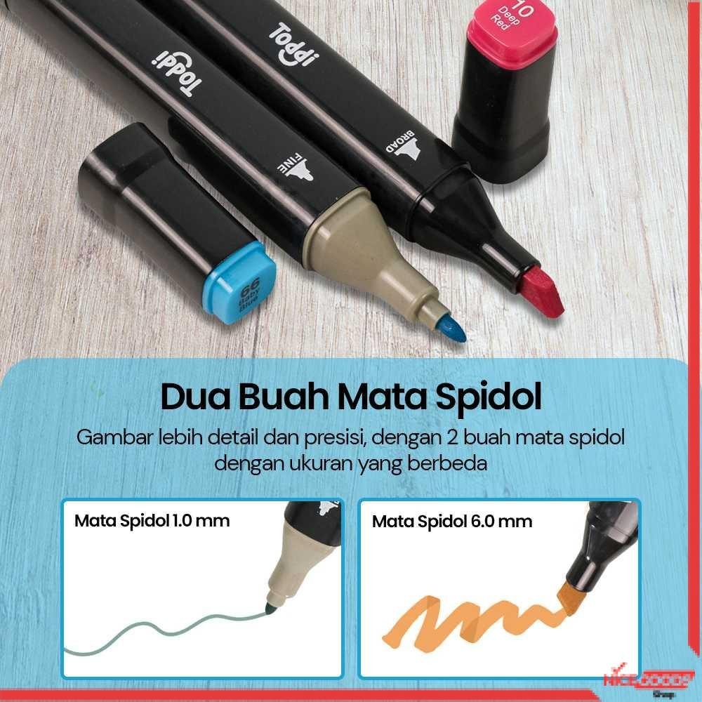 

Toddi Spidol Dual Side Fine Art Brush Pen Art Marker Set 60 Color