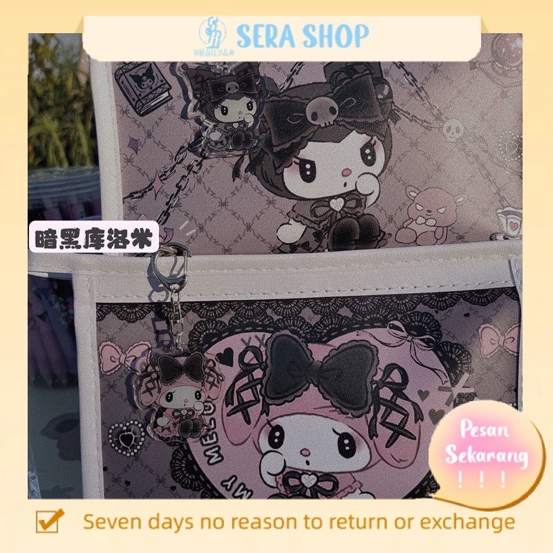

☎Sera Sera Dark Kuromi Tas Pena Angin Lucu Melody Tas Alat Tulis Mahasiswa Baku Tas Pensil Kapasitas Besar Tas Pena
