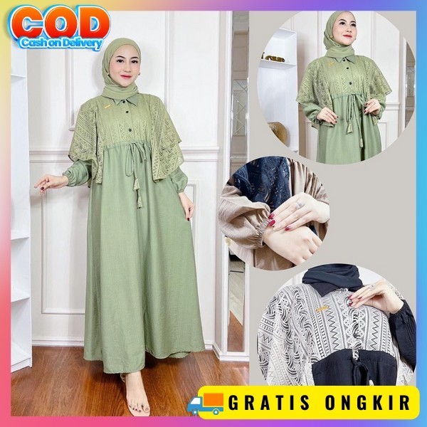 Dress Gamia Elegan Maxi Gamis Terbaru2024 Gami Casual Modern Games Aesthetic Import Remaja Cewek Dew
