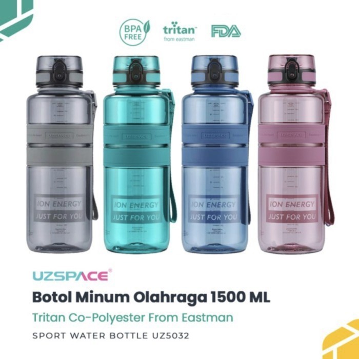 Uzspace 5032 Botol Minum Olahraga Besar 1.5 Liter Usa Tritan