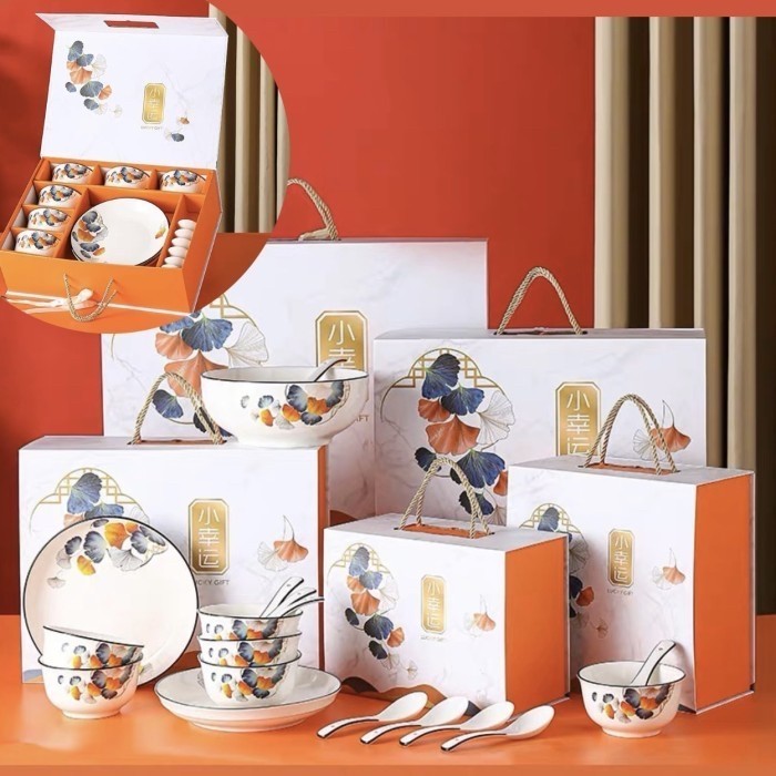 Hadiah Piring Gift Box Set Hampers Mangkok Set Piring Makan Keramik