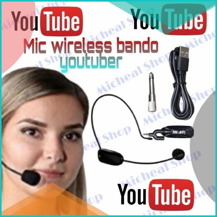 Mic youtuber wireless bando / Mic youtuber rekaman hp jarak bisa 20m.
