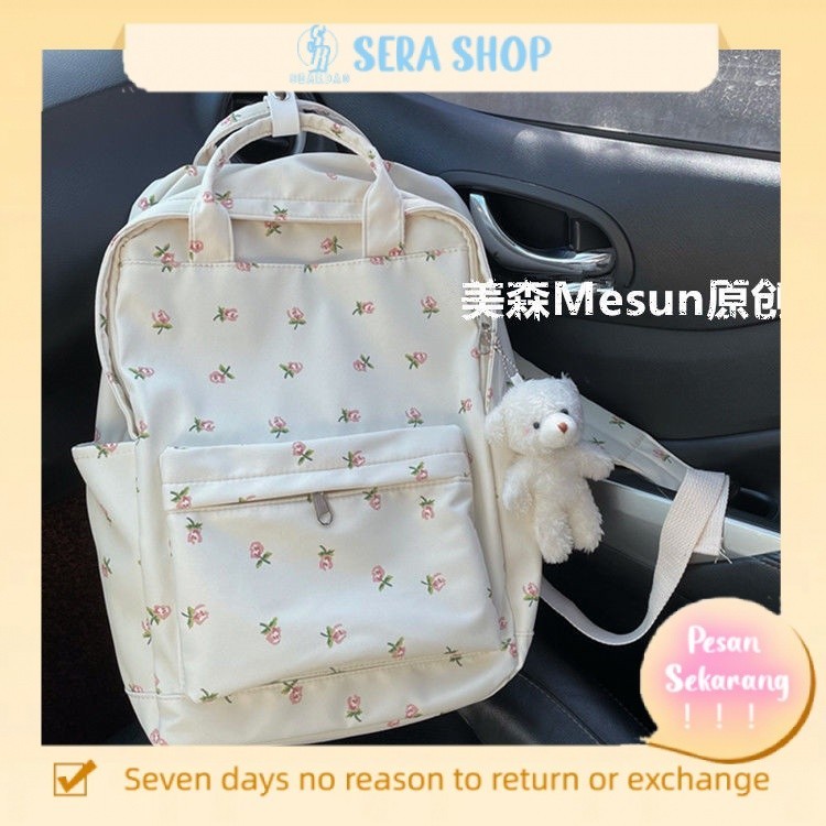 

❈Sera ransel bunga kecil lembut perempuan sastra Korea tas sekolah mahasiswa kecil segar gaya perguruan tinggi ransel portabel