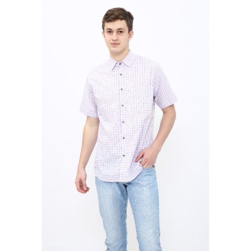 Kemeja Pria kotak Dusty Pink Premium Quality