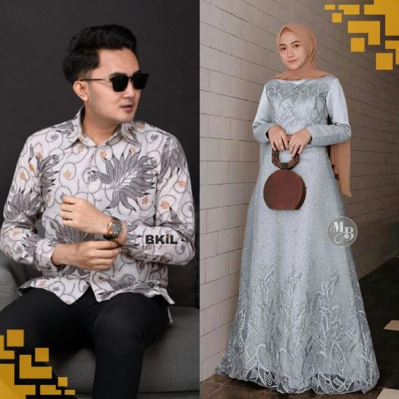 Ready Baju Sarimbit Pasangan Kebaya Brokat Modern Batik Terbaru Fashion Wanita Gamis Syar'I Batik Pr