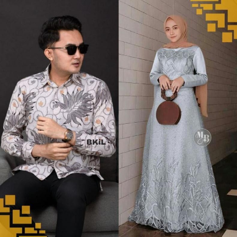 3.3 Baju Sarimbit Pasangan Kebaya Brokat Modern Batik Terbaru Fashion Wanita Gamis Syar'I Batik Pria