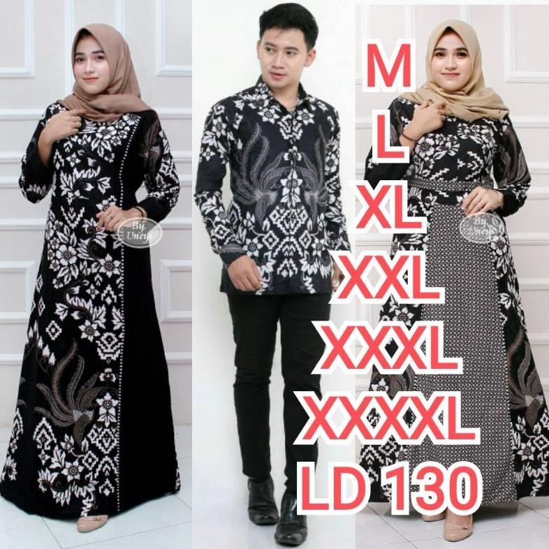 Bisa Cod Gamis Ld 110 120 130 Couple Sarimbit Kemeja Batik Putih Kombinasi Polos Jumbo Xxxxxl Terbar