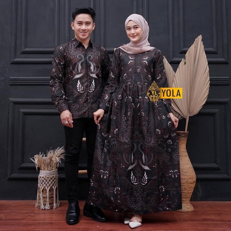 3.3 Batik Couple - Baju Batik Keluarga Moderen Gamis Wanita Kemeja Lengan Panjang Terlaris Viral 