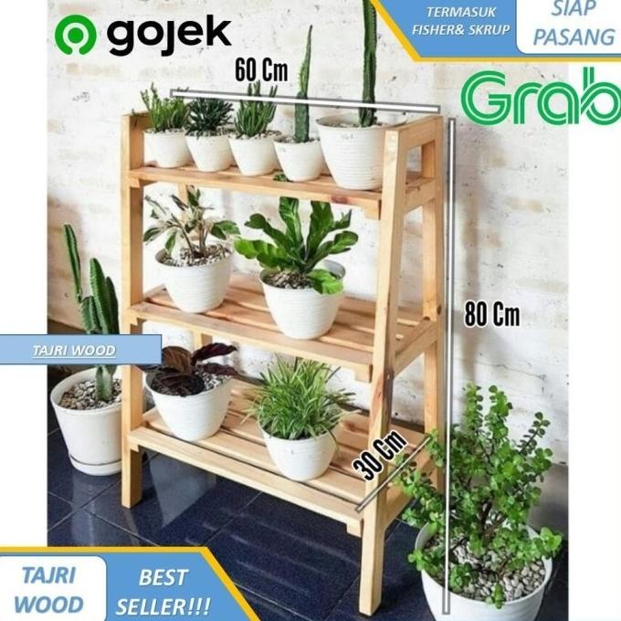 Rak Bunga Kayu Susun 3 Tingkat / Rak Bunga Susun 3 Tingkat Minimalis / Noviastuffs