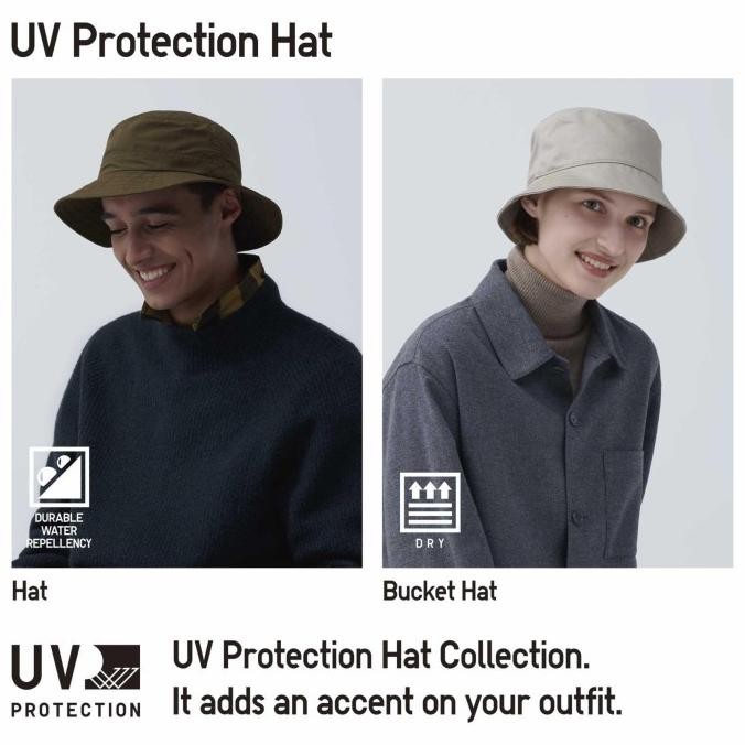 Uniqlo Uv Protection Pile Bucket Hat Metro Denim Topi Corduroy Linen