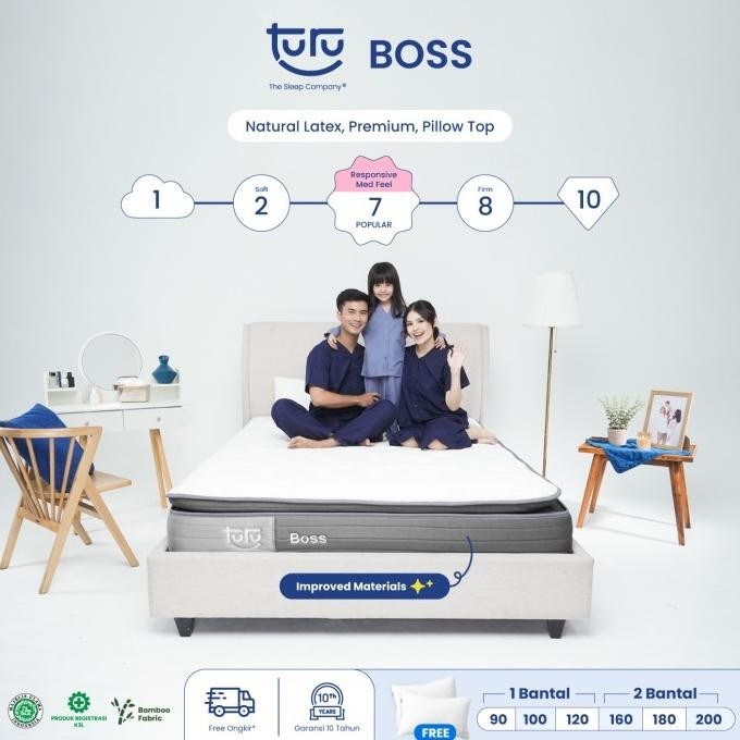 Kasur Pocket Spring Bed TURU BOSS ukuran 180x200 (King) FREE BANTAL
