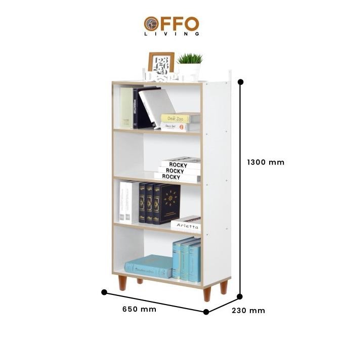 Offo Living Furniture - Rak Buku 4 Rak BC-4T-SP-WHT