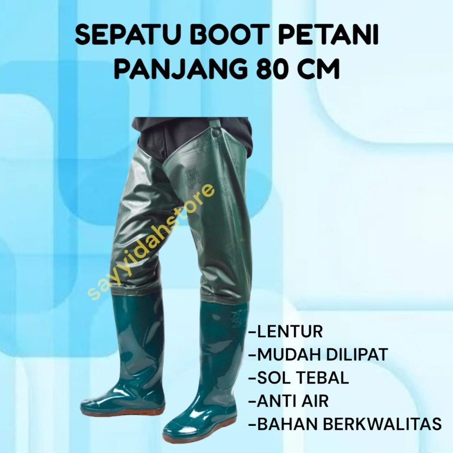 sepatu boot boots sawah celana panjang 60 cm mancing nelayan petani anti air dan keong