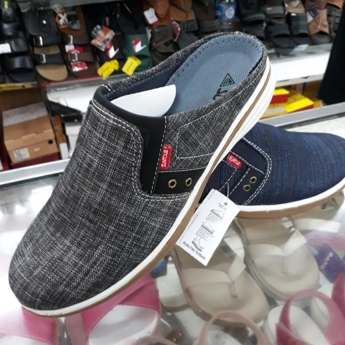 sepatu sandal slop pria merk Suntour original slop denim/levis