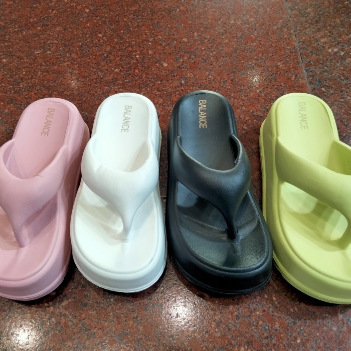 SANDAL JEPIT WANITA BALANCE EMPUK TINGGI 7CM BAHAN KARET GRADE ORI