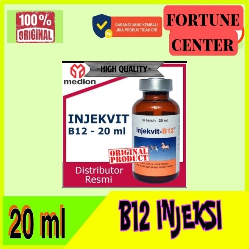 INJEKVIT B12 PLUS ALAT SUNTIK UK 20 ML VITAMIN AYAM KUCING SAPI SEMUA HEWAN BY MEDION