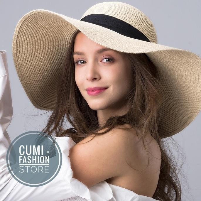 Topi Lebar Anti Uv Topi Wanita Lipat Praktis Bisa D Lipat Broken White