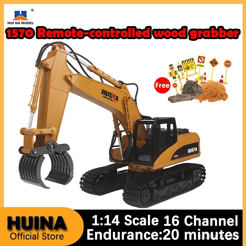 HUINA 1570 Mainan Mobil RC Anak Laki-laki, Traktor Kendali Jarak Jauh Pengambil Kayu Rc 1/14 Kendara