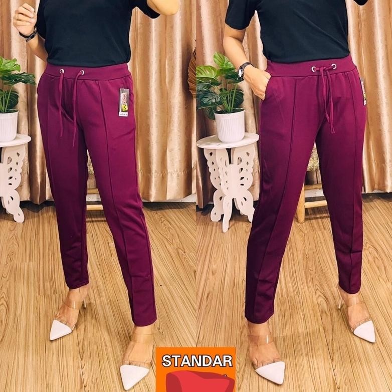 (Polos) Celana All Size Cewek / Celana Jumbo Cewek / Celana Polos Hitam / Celana Scuba Premium / Cel