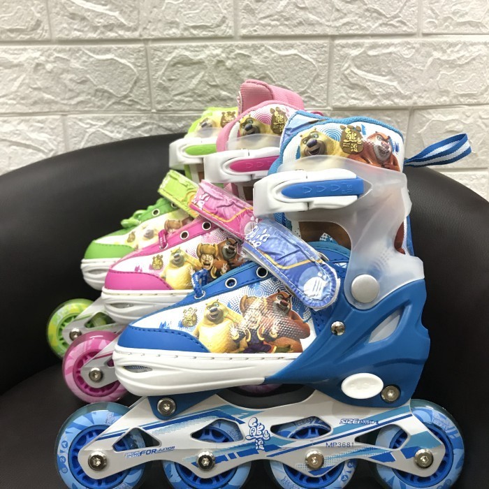 TERBARU Inline Skate Roda Karet PU Sepatu Roda Roller Skate Merk Power