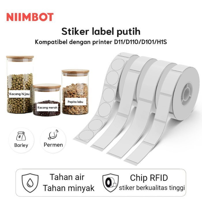 

NIIMBOT D11 D110 D101 Kertas Label Anti Air Stiker Termal Putih