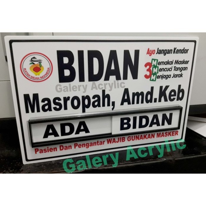 

SIGN LABEL PAPAN NAMA BIDAN/DOKTER GESER SIGN BOARD NAMA DOKTER/BIDAN