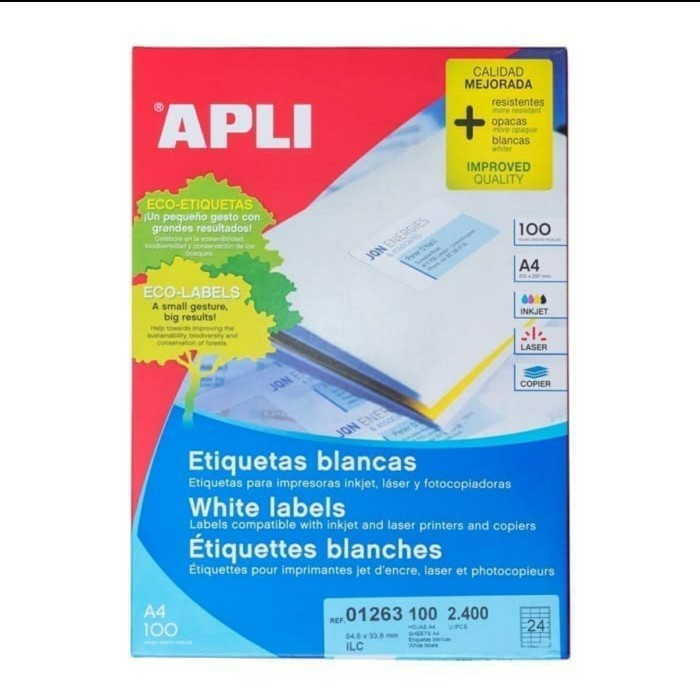

Apli Labels White Paper 48,5x16,9mm Reff 01282 01273