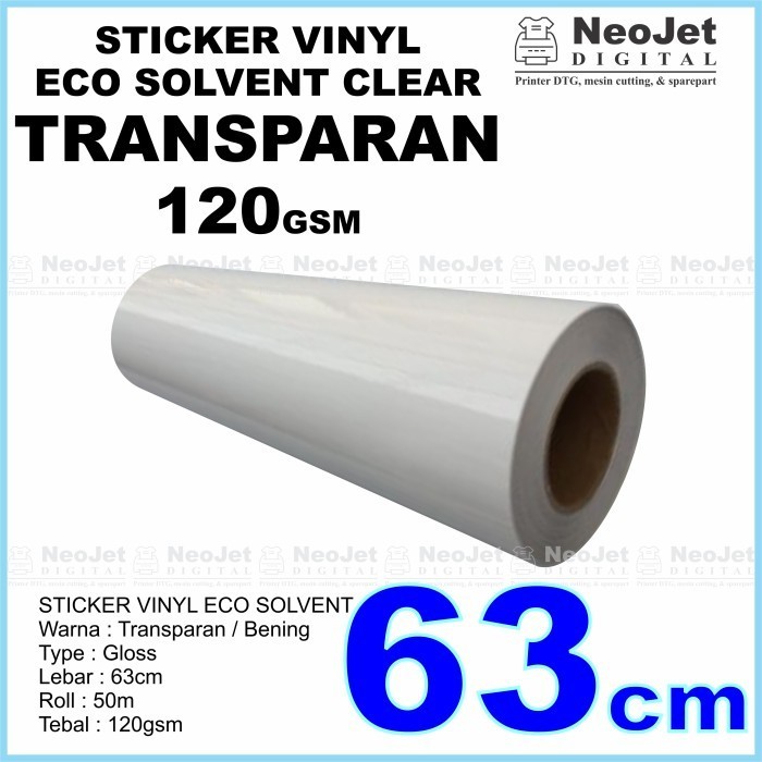 

Sticker Vinyl ECO SOLVENT Roll 63 cm Transparan 50 meter Bening Murah