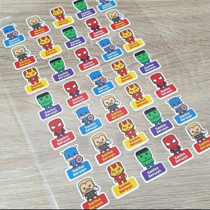 

stiker label nama anak laki superhero spiderman waterproof