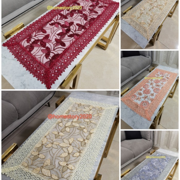 TAPLAK MEJA TAMU RENDA BORDIR MEWAH