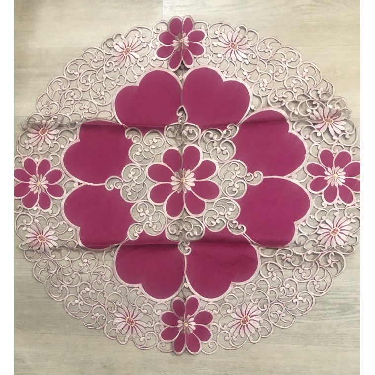 TAPLAK MEJA TAMU BORDIR KERANCANG 90 BULAT