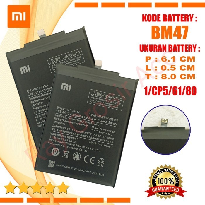 Baterai Original Xiaomi BM47 MI 3 Redmi 3 , 3x Redmi 4x Prime