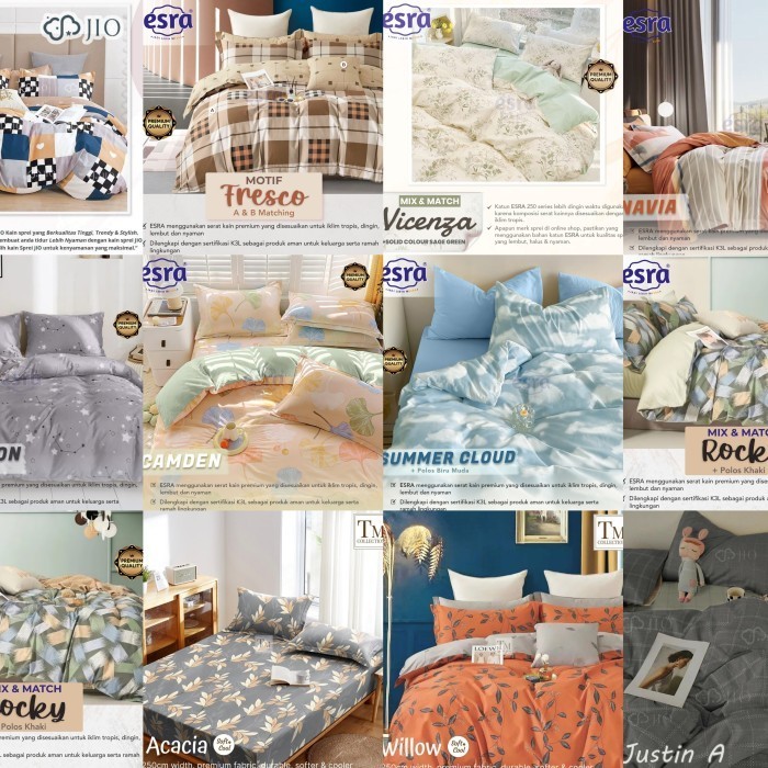 Sprei Aster tinggi 40cm Queen King Extra King Size bahan Katun Esra