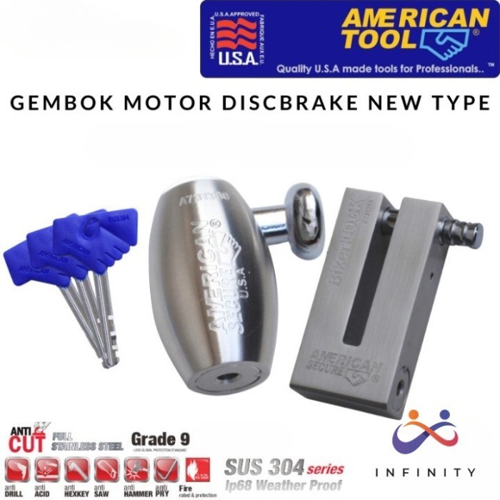 GEMBOK KUNCI PENGAMAN CAKRAM MOTOR AMERICAN TOOL SECURE
