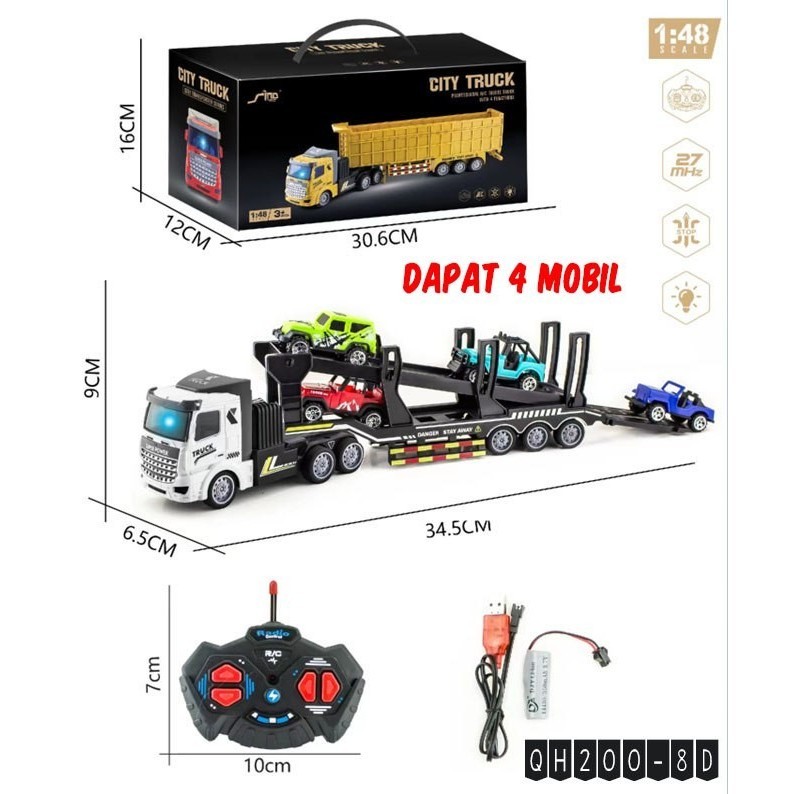 Mainan Anak Laki-Laki RC Truck Tronton Fuso, Truk Kontainer Panjang