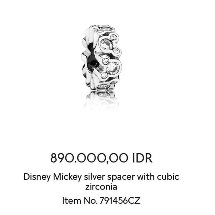 PANDORA SPACER MICKEY SILVER WITH CZ GELANG ORI