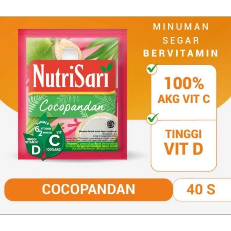 

NUTRISARI COCOPANDAN 40 SASHET MINUMAN BUAH VITAMIN C & D ORIGINAL 100%