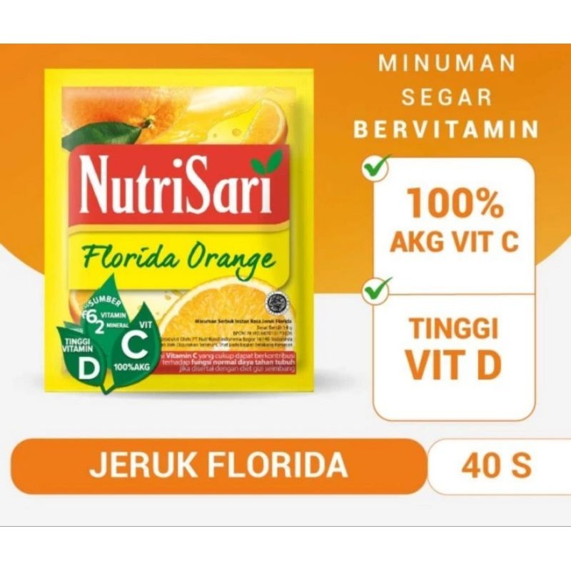 

NUTRISARI FLORIDA ORANGE 40 SASHET MINUMAN BUAH VITAMIN C & D ORIGINAL 100%