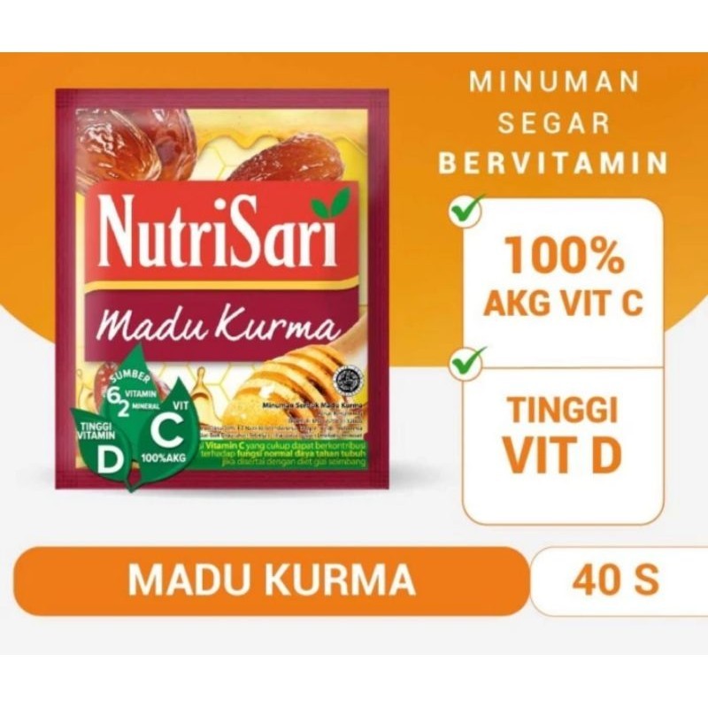 

NUTRISARI MADU KURMA 40 SASHET MINUMAN BUAH VITAMIN C & D ORIGINAL 100%