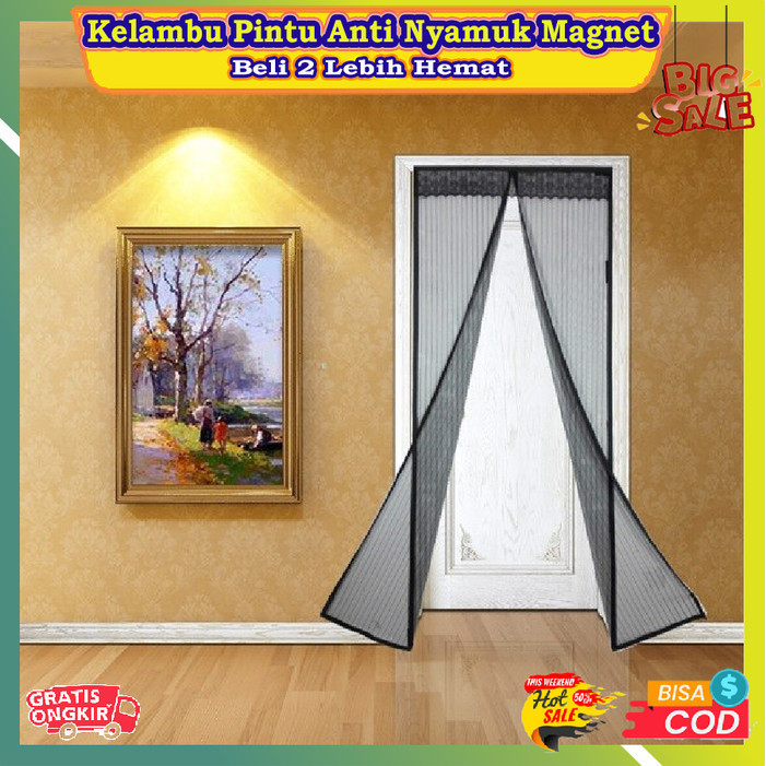 KELAMBU PINTU ANTI NYAMUK MAGNET/SLAMBU TIRAI PINTU POLOS 90X210 CM