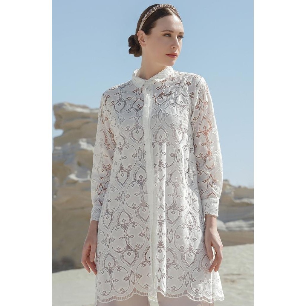 Benang Jarum Couture - Ashley Embroidery Shirt - White