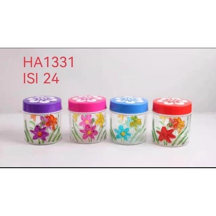 Toples kaca kembang/Toples kue motif bunga