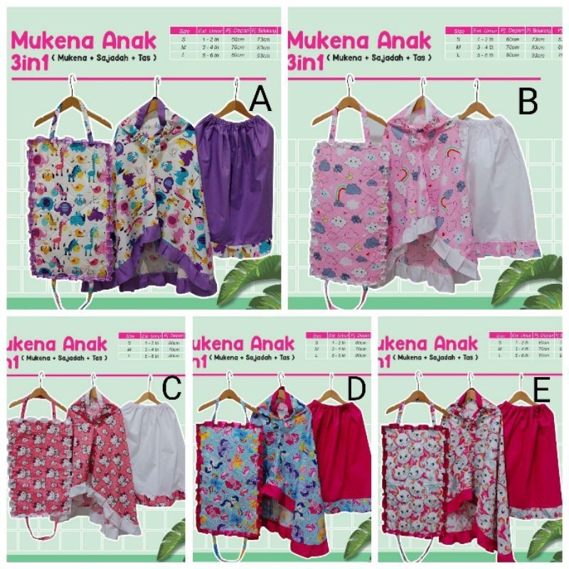 PREMIUM Mukena Anak Mukena Sajadah Anak set Ide Kado Anak Mukena Tas Sajadah 3in1