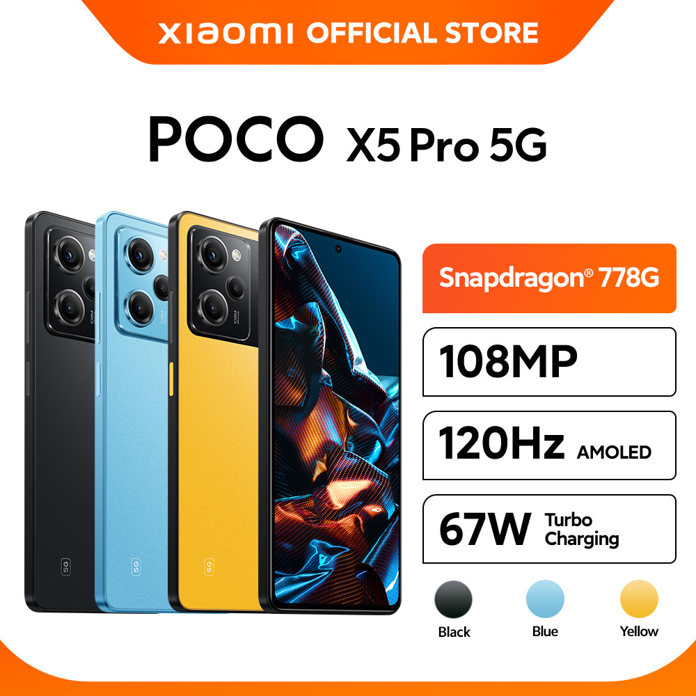 Official Xiaomi POCO X5 Pro 5G (6GB/128GB) | (8GB/256GB) Snapdragon 778G 5G 120Hz AMOLED 67W 108MP NFC