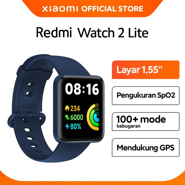 Foto Official Xiaomi Redmi Watch 2 Lite Layar 1,55″ Tahan Air 5 ATM Baterai Hingga 10 Hari 100+ Mode Kebugaran