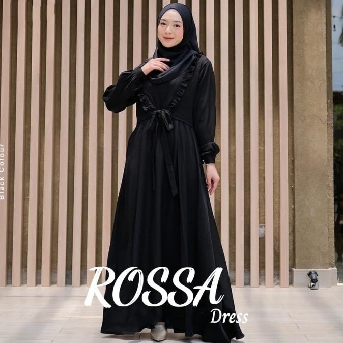 Baruuu Gamis Set Syari Ceruty Babydoll Polos Busui Set Hijab Rossa