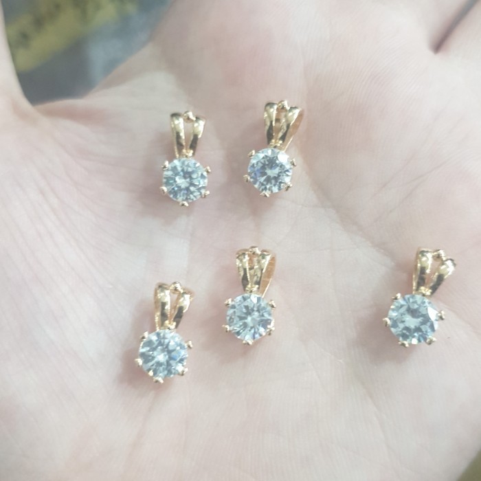 LIONTIN MATA SATU BANDUL KALUNG PERMATA PUTIH EMAS ASLI 375 8K 1 GRAM