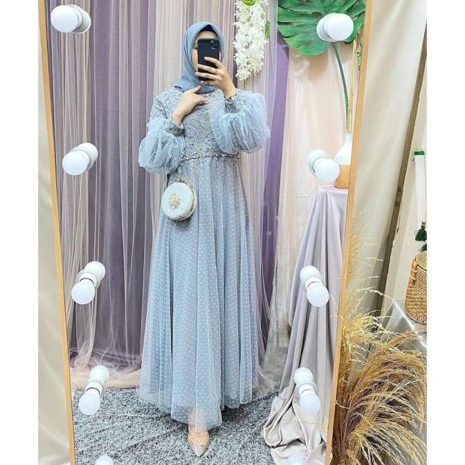 Gamis Busui Kekinian Dress / Maxi Salsa Full Brokat