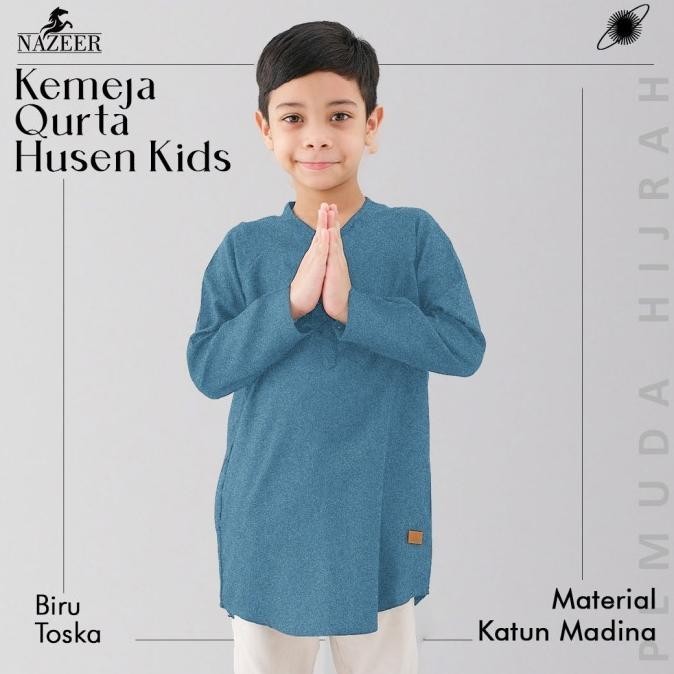 Baju Koko Anak Laki Laki Umur 8 12 Tahun Lengan Panjang Biru Tosca