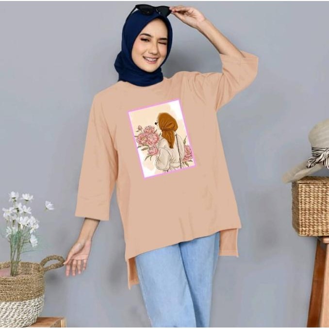 Sanres Tunic Jumbo Xxl Wanita Dewasa Lengan Panjang Tunic Oversize 7/8